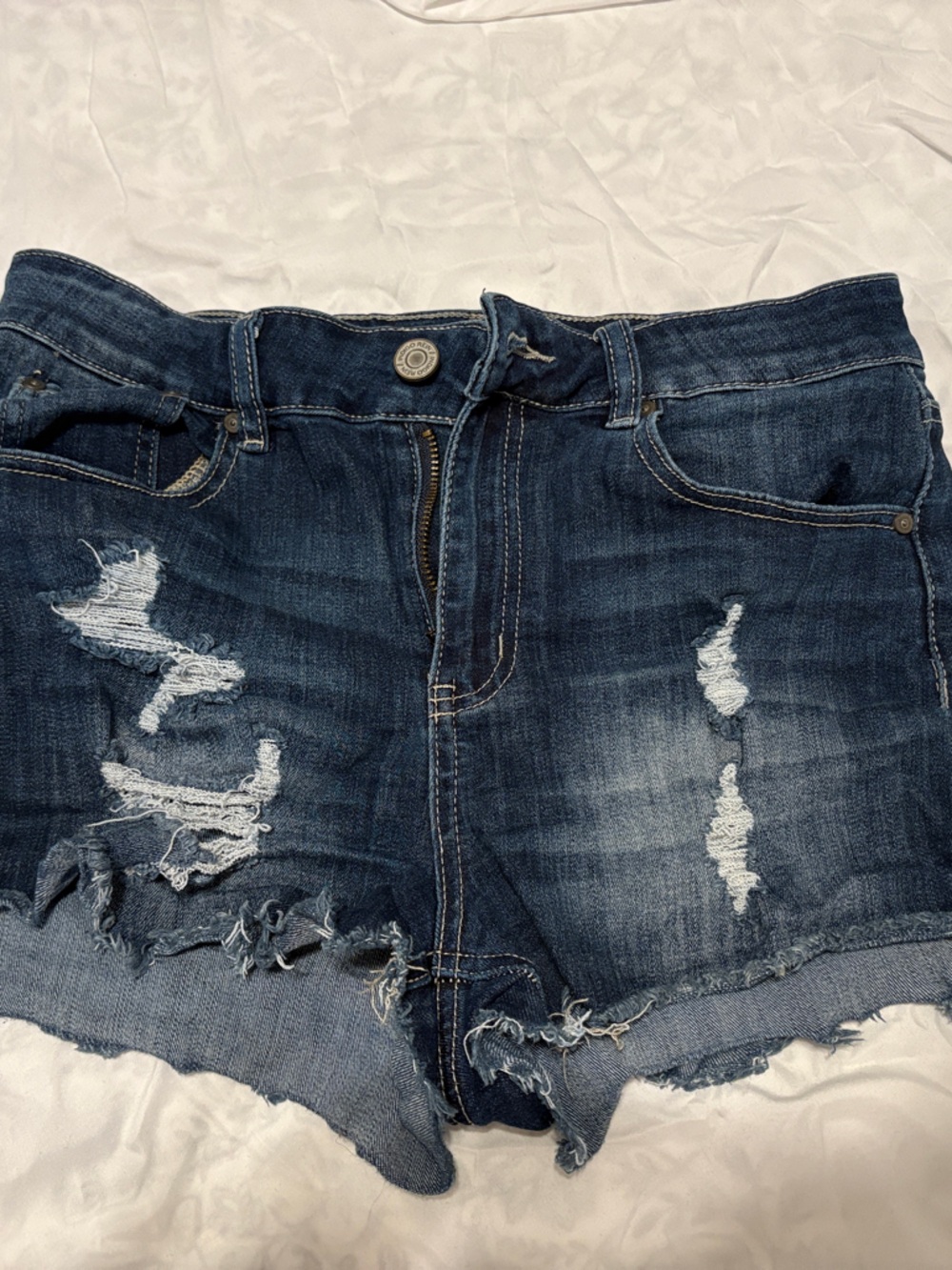 Indigo Rein Dark Blue Ripped Denim Cutoff Shorts